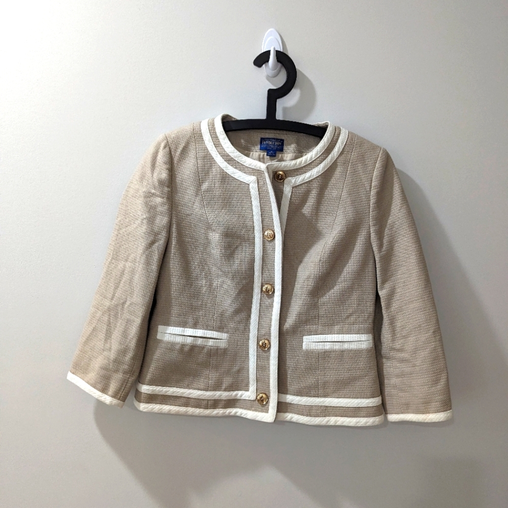 Pendleton Beige White Trim Blazer Jacket - image 1